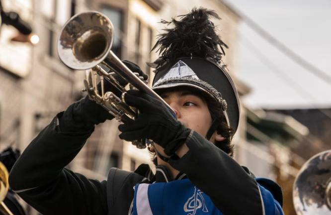 A member of the Kittatiny Regional High School Marching Band.