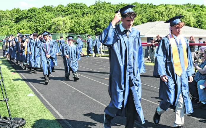 Lenape Valley Regional High School seniors march into graduation.