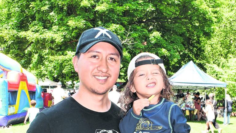 Ruben and Alexander Atapuma of Stanhope pose for a photo.