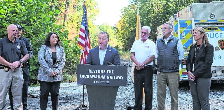 U.S. Rep. Josh Gottheimer announces $500,000 for the future site of an Andover Train Station.