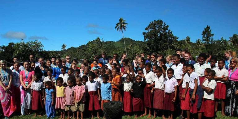 Fiji high school students and Kaitlyn Andolena.