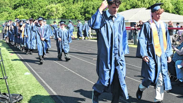 Lenape Valley Regional High School seniors march into graduation.