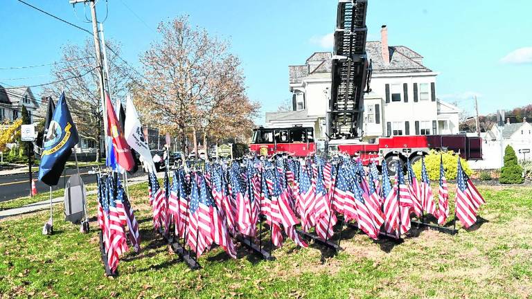 Flags are on display