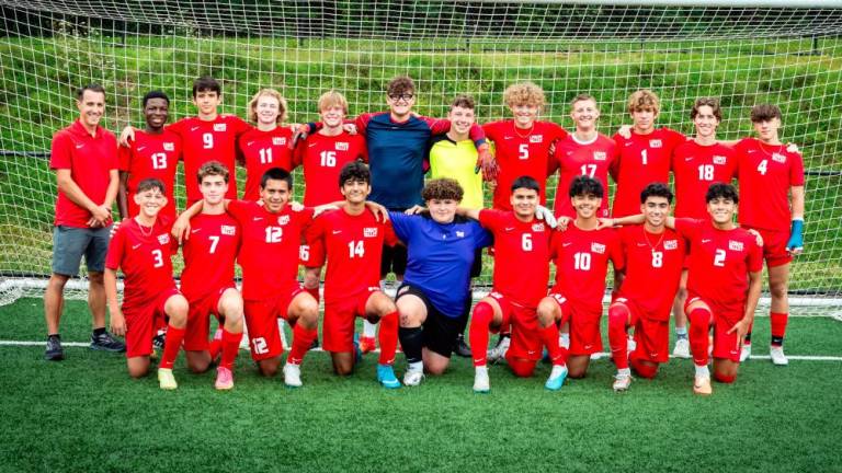 The Lenape Valley Regional High School boys soccer team won its first three games of the season. (Photo by Peter Scholl)