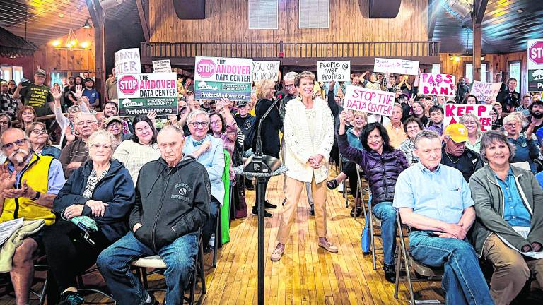 <b>Andover residents came out against allowing data centers in the township on May 28.</b>