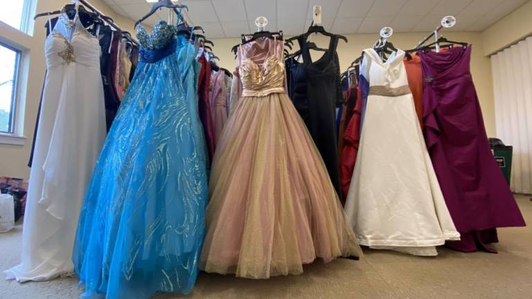 Prom dresses, bridesmaids’ dresses, gowns for mothers-of-the-bride, evening bags, jewelry, wraps and shawls, as well as shoes were donated to the Prom Shop.
