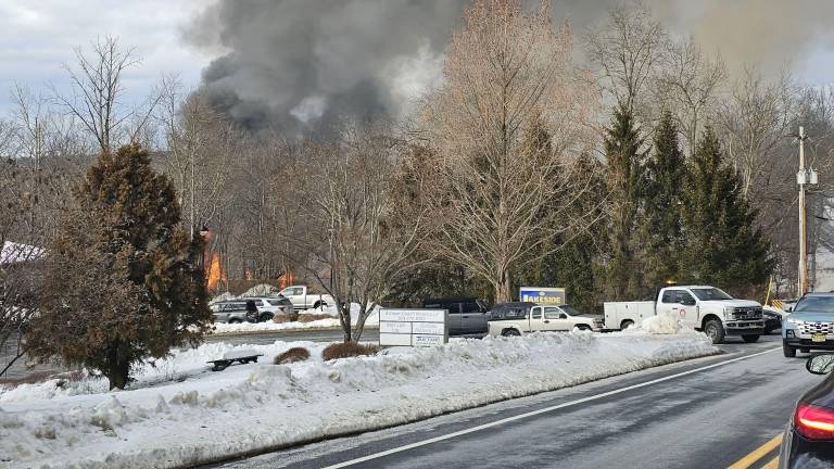 A view of the fire from the road. Photo credit: Paddy Cassidy Jr.