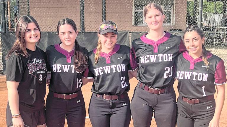 Newton softball seniors, from left, are: Jordyn Young, Mackenzie Greenhalgh, Emma Trout, Aubrey Sawler, and Bella DeLeon.