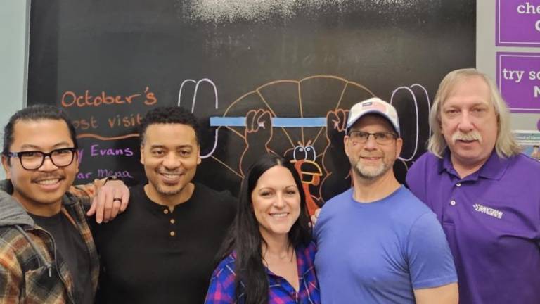 From left are Ron Tan, Jason Boggs, Stacie Krieger, Andrew Weekley and Anytime Fitness owner Matt Pokrywka. (Photos courtesy of Jennifer Weekley)