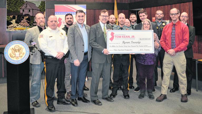 Sussex County Commissioner David Silverthorne, Sheriff Mike Strada, Sussex County Commissioner Chris Carney, Assemblyman Mike Inganamort, Congressman Tom Kean, Jr., Byram Police Chief Thomas Dellicker, Councilman Richard Proctor, Councilwoman Cris Franco, Mayor Alexander Rubenstein, and Byram Officers.