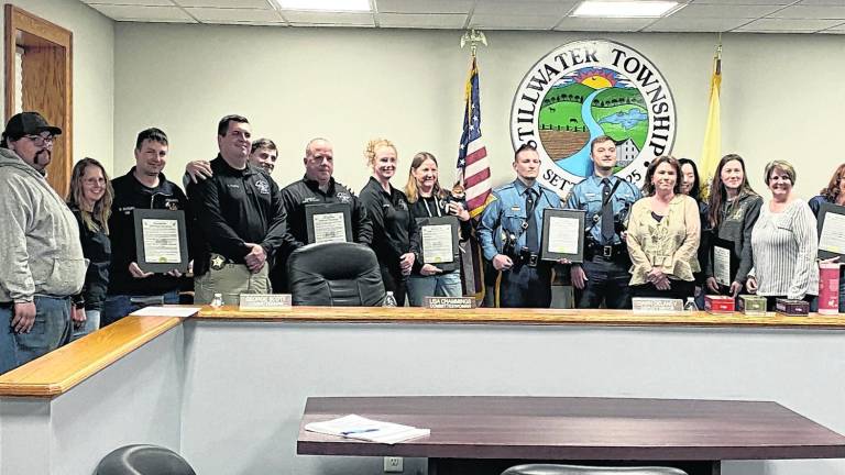 The township of Stillwater honored those involved, including Office of Emergency Management Lisa Chammings, Hound Hunters of New Jersey, town of Newton Animal Control Officers, Wantage Township Animal Control, the New Jersey state police, the Sussex County Sheriff's Dept. and Office of Emergency Management and the Stillwater Fire Dept. in a recent rescue of dogs that were dumped in the township.